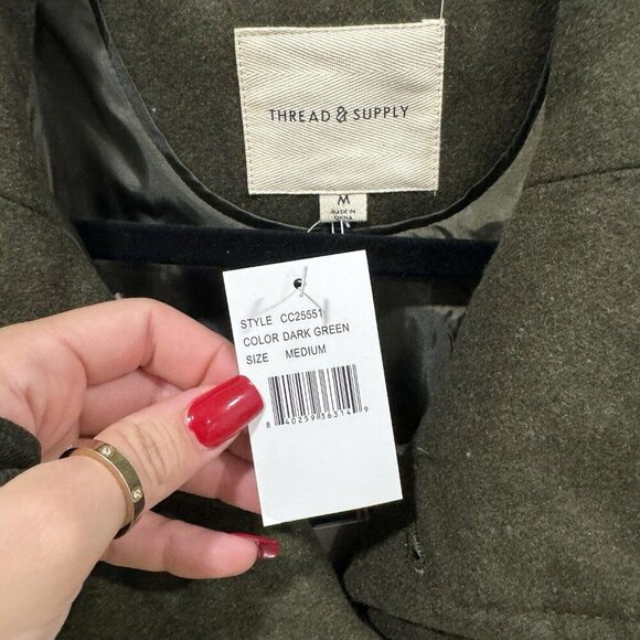 Thread & Supply Jacket Womens Medium Double Breasted Wool Blend Peacoat Coat - Picture 7 of 7